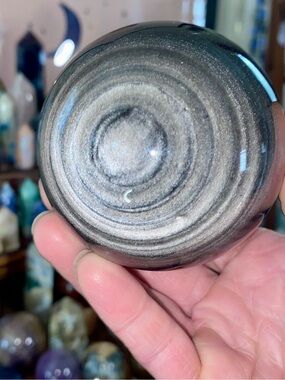 Large Silver Sheen Obsidian Sphere | Hypnotic Flash | Protective Energy